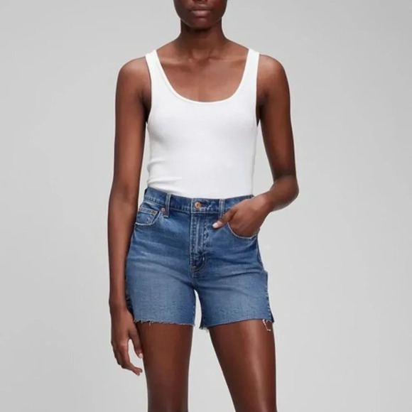 GAP Pants - GAP 4 Inch High Rise Denim Cut Off Shorts in Medium Wash 4/27